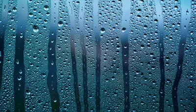 Condensation Droplets On A Glass Window Surface