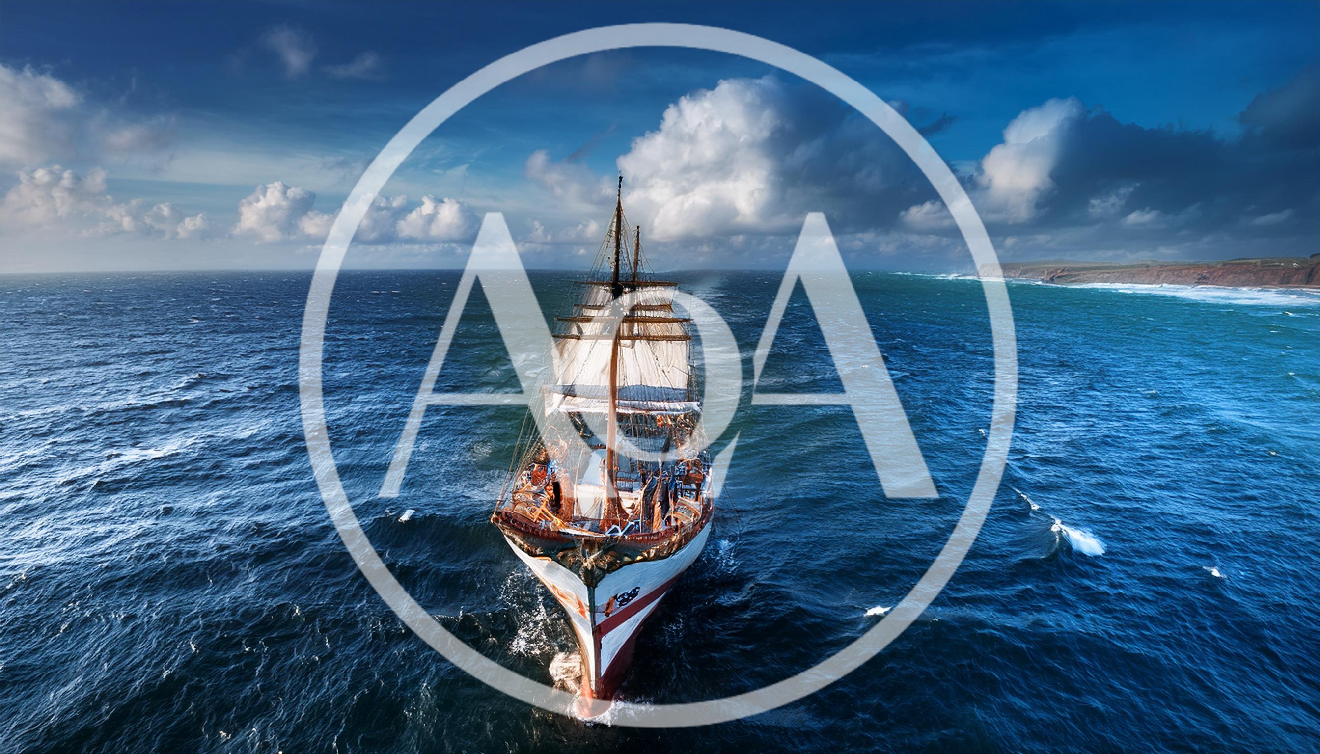 Tall Ship Sailing On Open Ocean