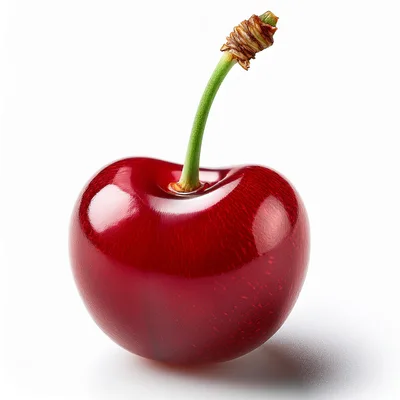 Single Fresh Red Cherry With Stem