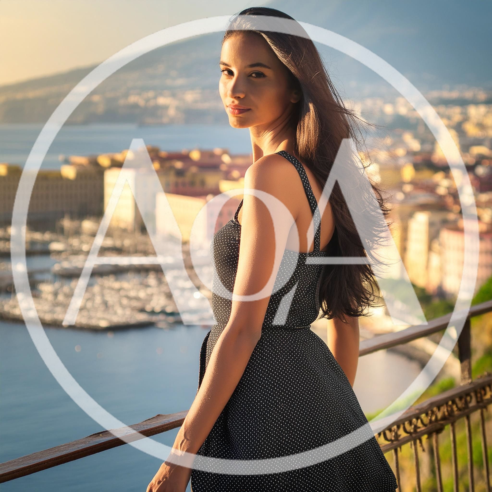 Young Woman Looking Back Over Naples Harbor