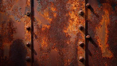 Rusty Metal Plate Surface With Rivets