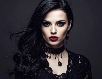 Portrait Of A Gothic Woman With Dark Makeup