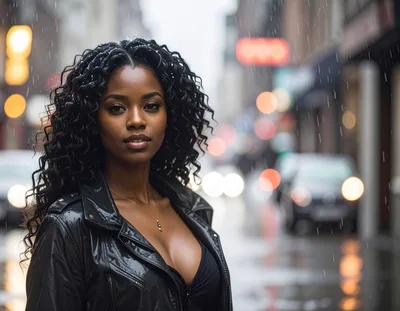 Portrait Of A Beautiful Woman In The Rain