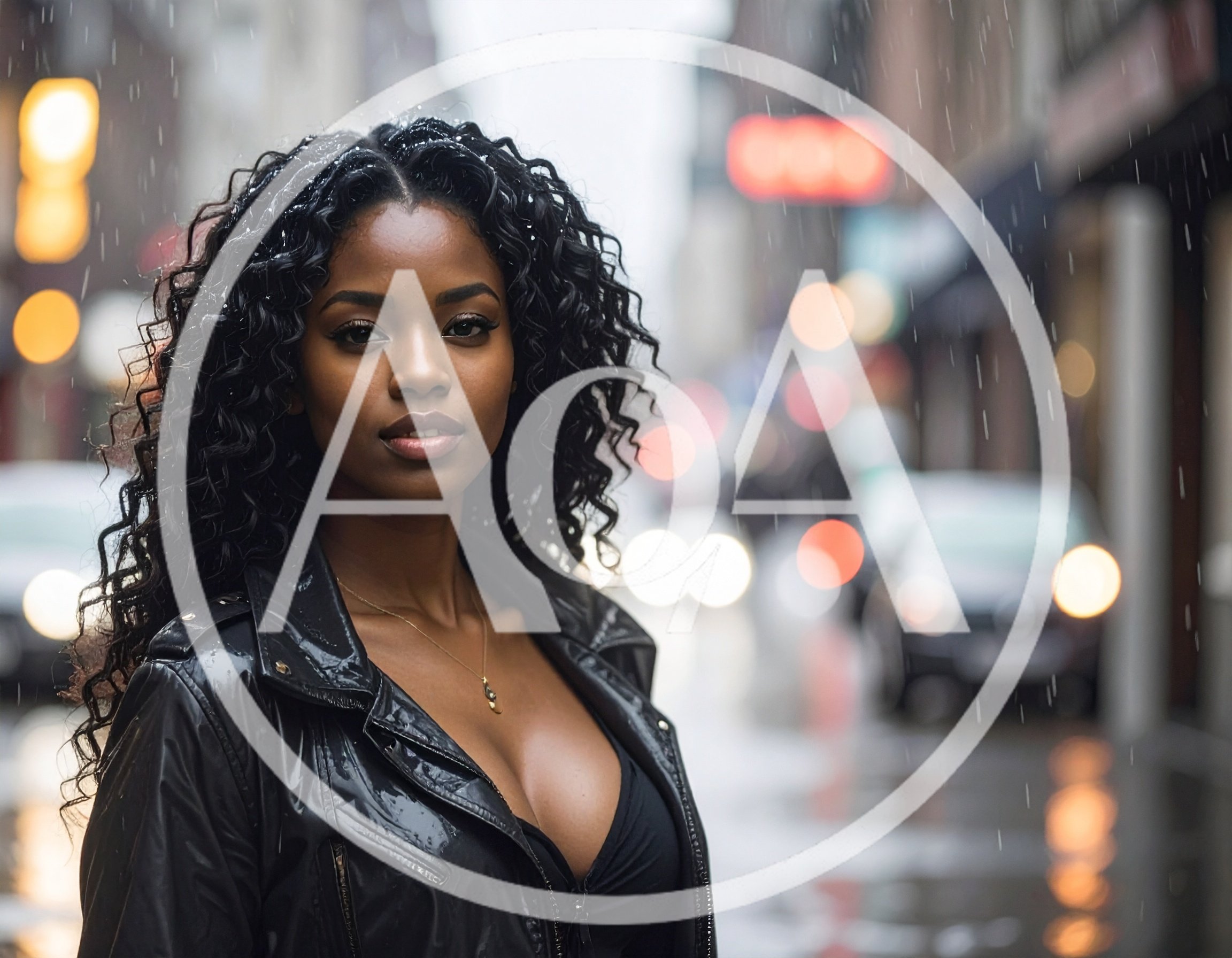 Portrait Of A Beautiful Woman In The Rain