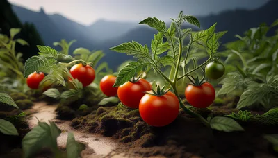 Fresh Red Tomatoes Growing On A Vine