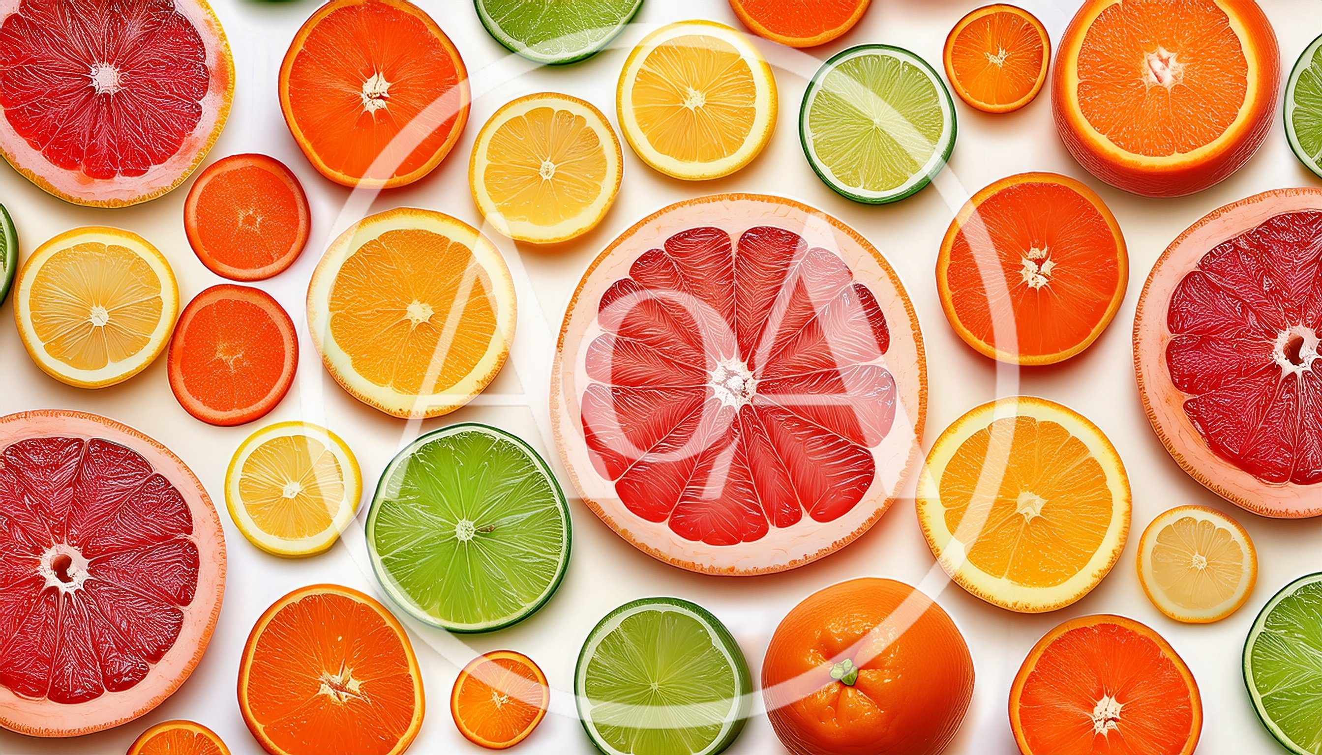 Assorted Citrus Fruit Slices On White Background