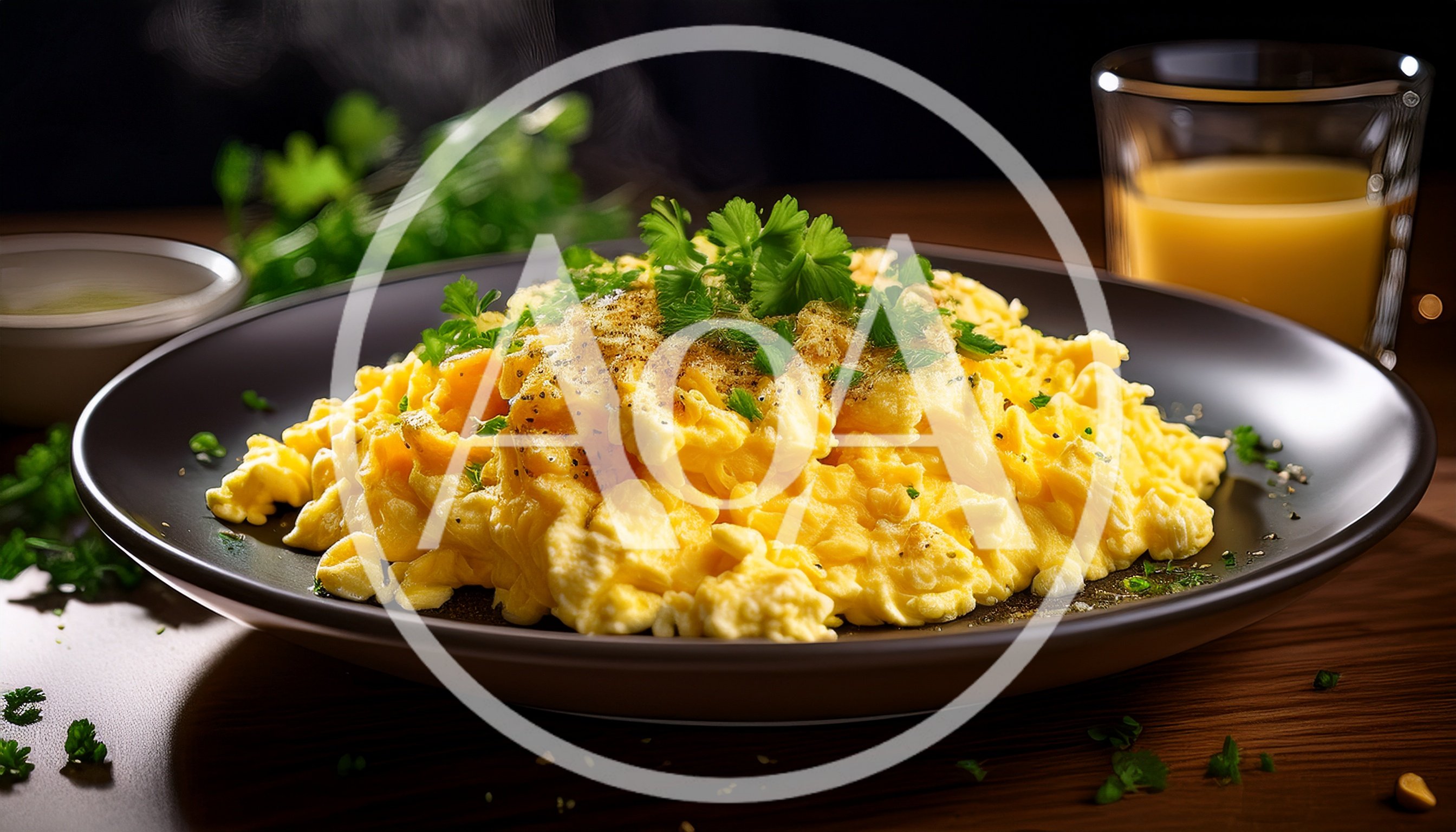 Scrambled Eggs With Fresh Herbs On A Plate