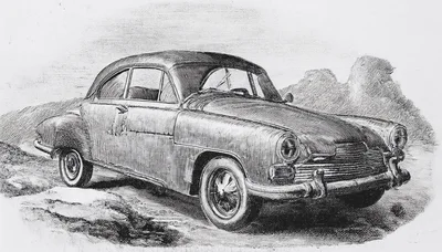 Vintage Car Illustration In Classic Etching Style