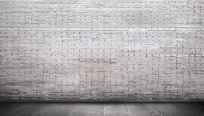 Empty Room With White Brick Wall And Tiled Floor