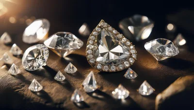 Collection Of Sparkling Diamonds On Dark Leather Surface