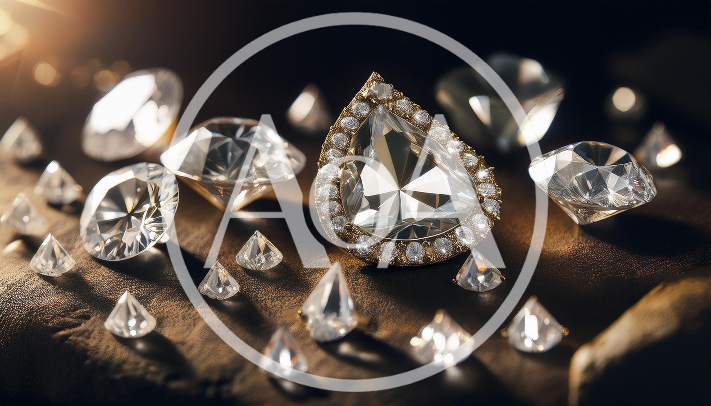 Collection Of Sparkling Diamonds On Dark Leather Surface