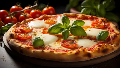 Fresh Margherita Pizza With Basil And Tomatoes