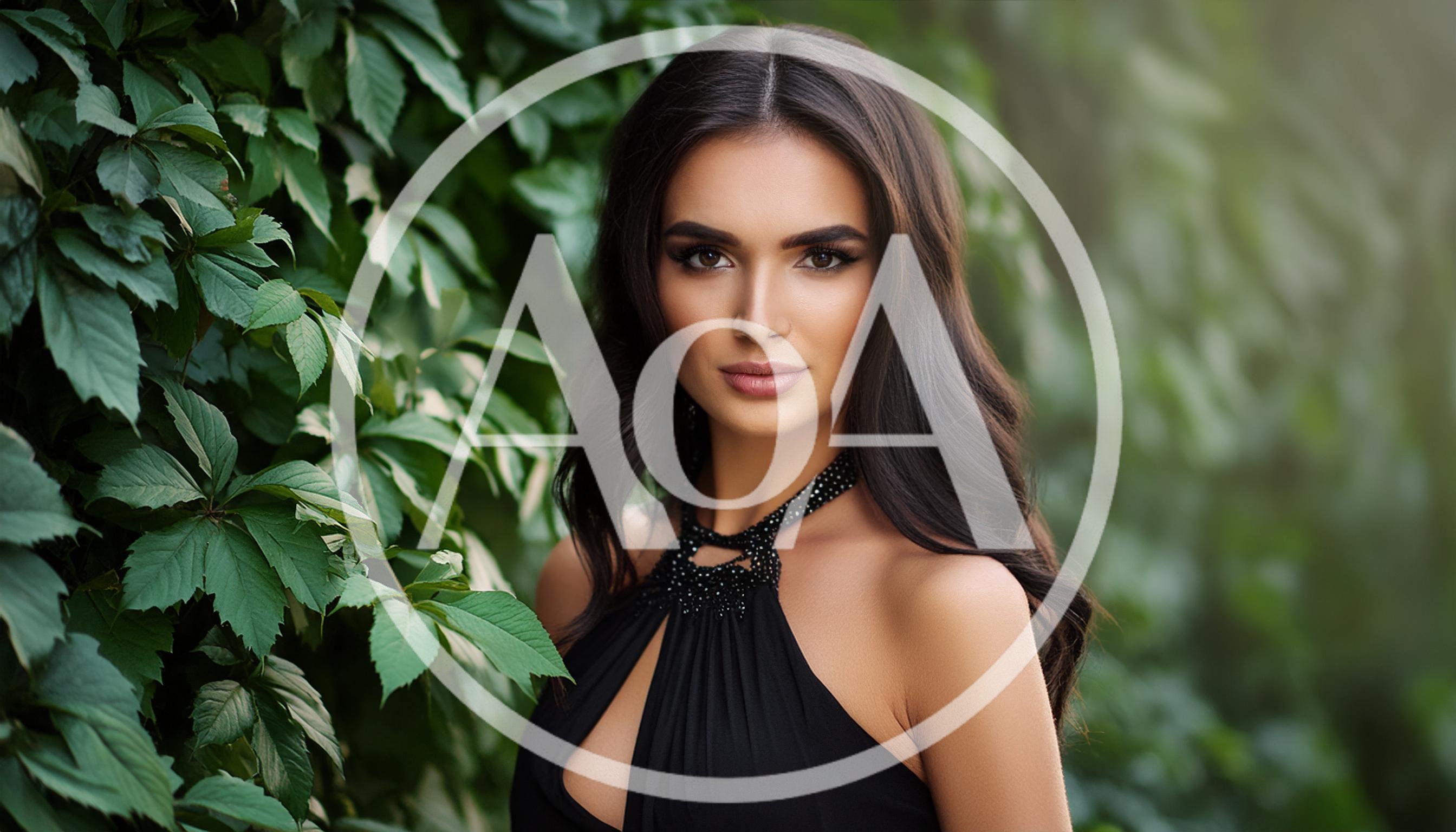 Portrait Of A Beautiful Woman In A Black Dress