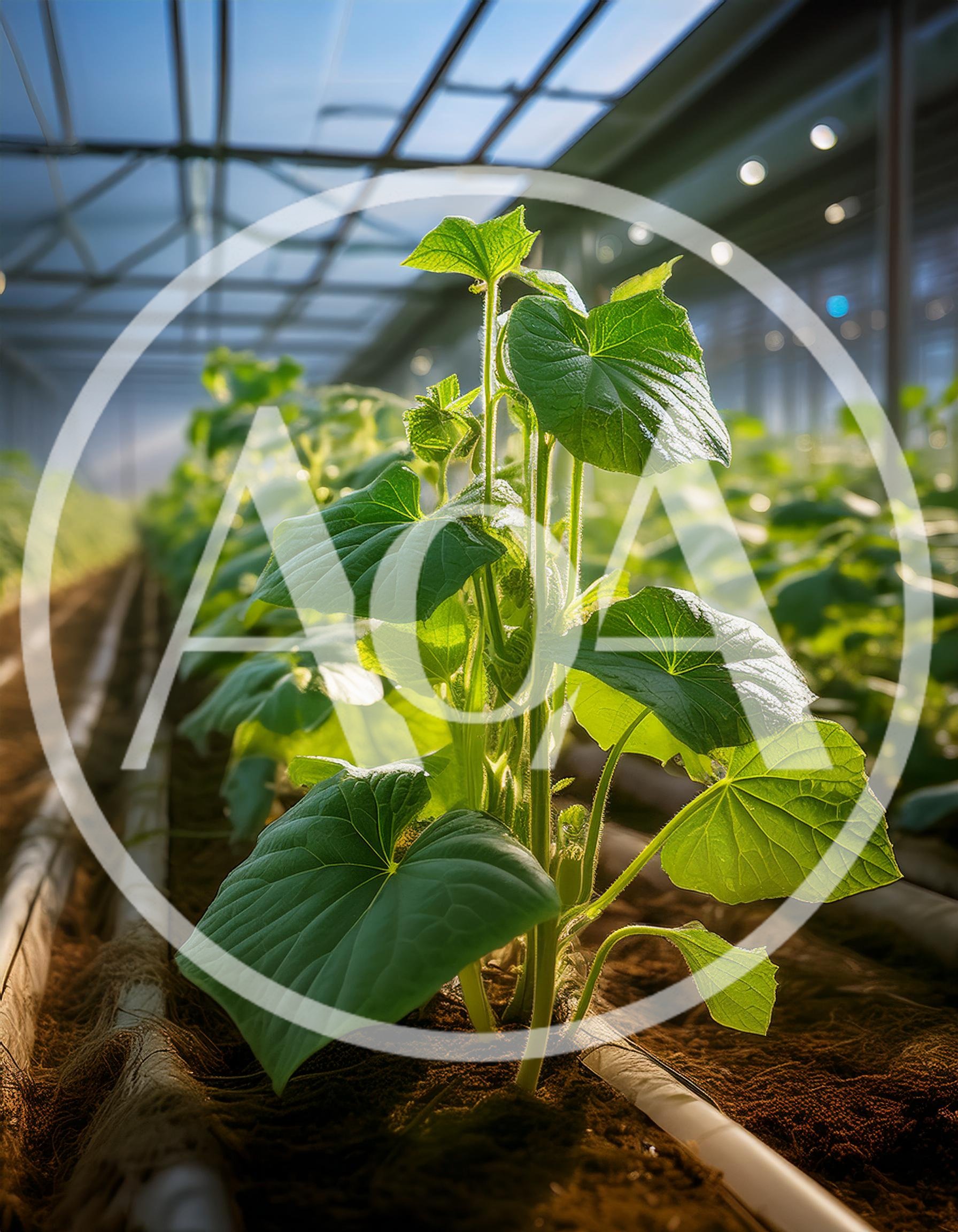 Young Cucumber Plants Growing In A Greenhouse