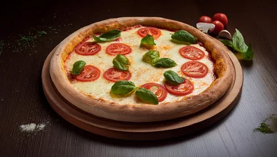 Fresh Margherita Pizza on Wooden Serving Board