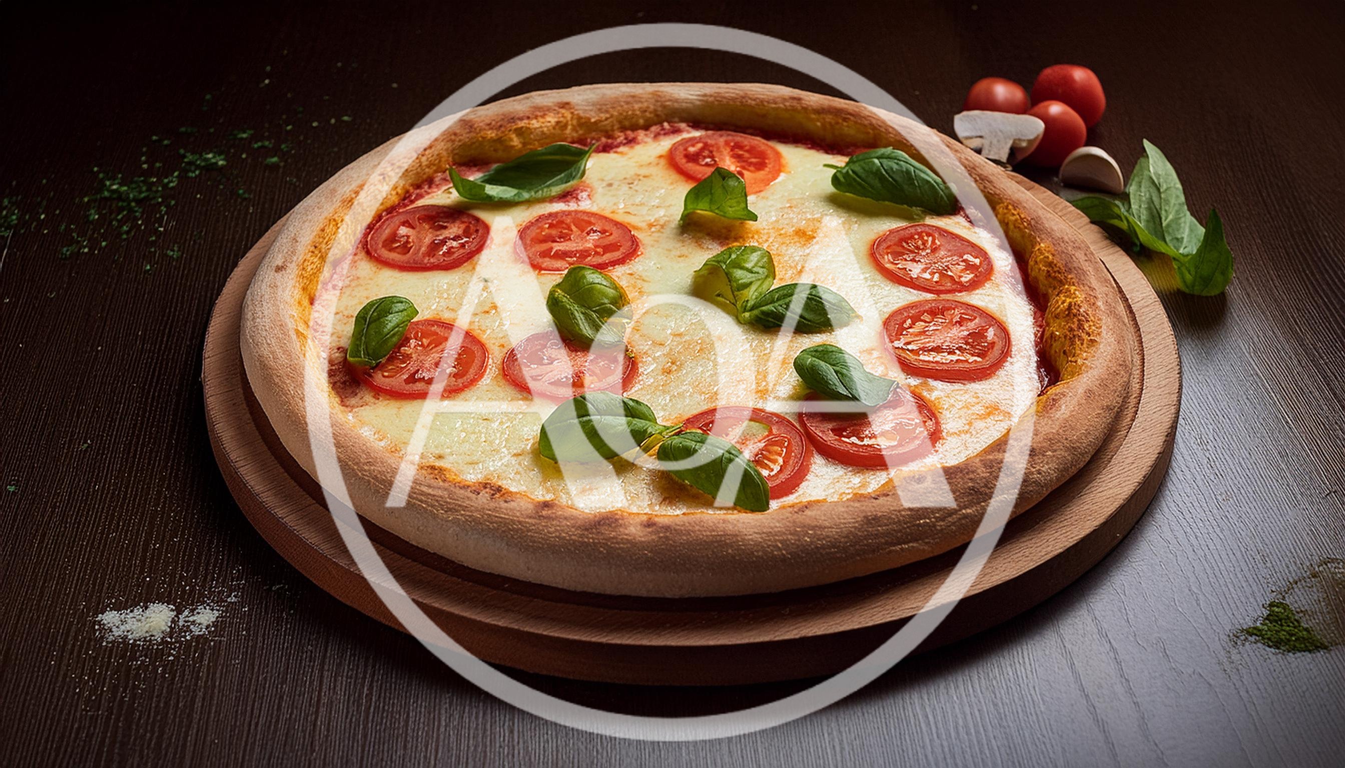 Fresh Margherita Pizza on Wooden Serving Board