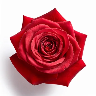 Single Vibrant Red Rose Bloom Isolated On White