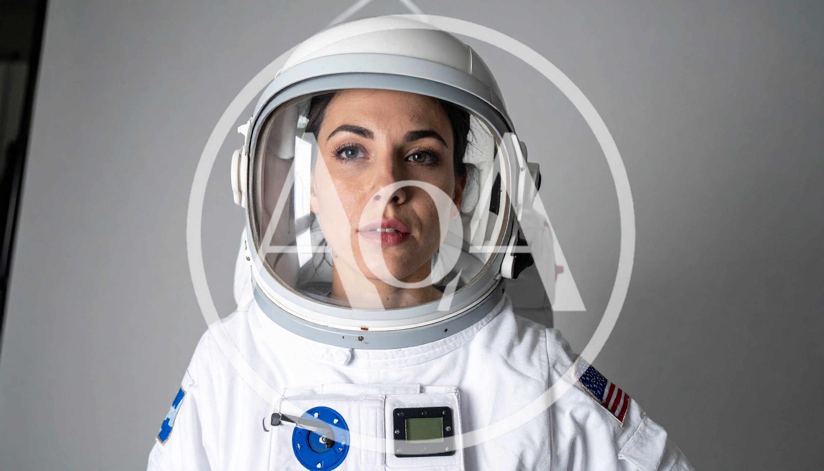 Female Astronaut Wearing Space Suit Helmet