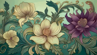 Elegant Floral Art Nouveau Illustration With Intricate Petals