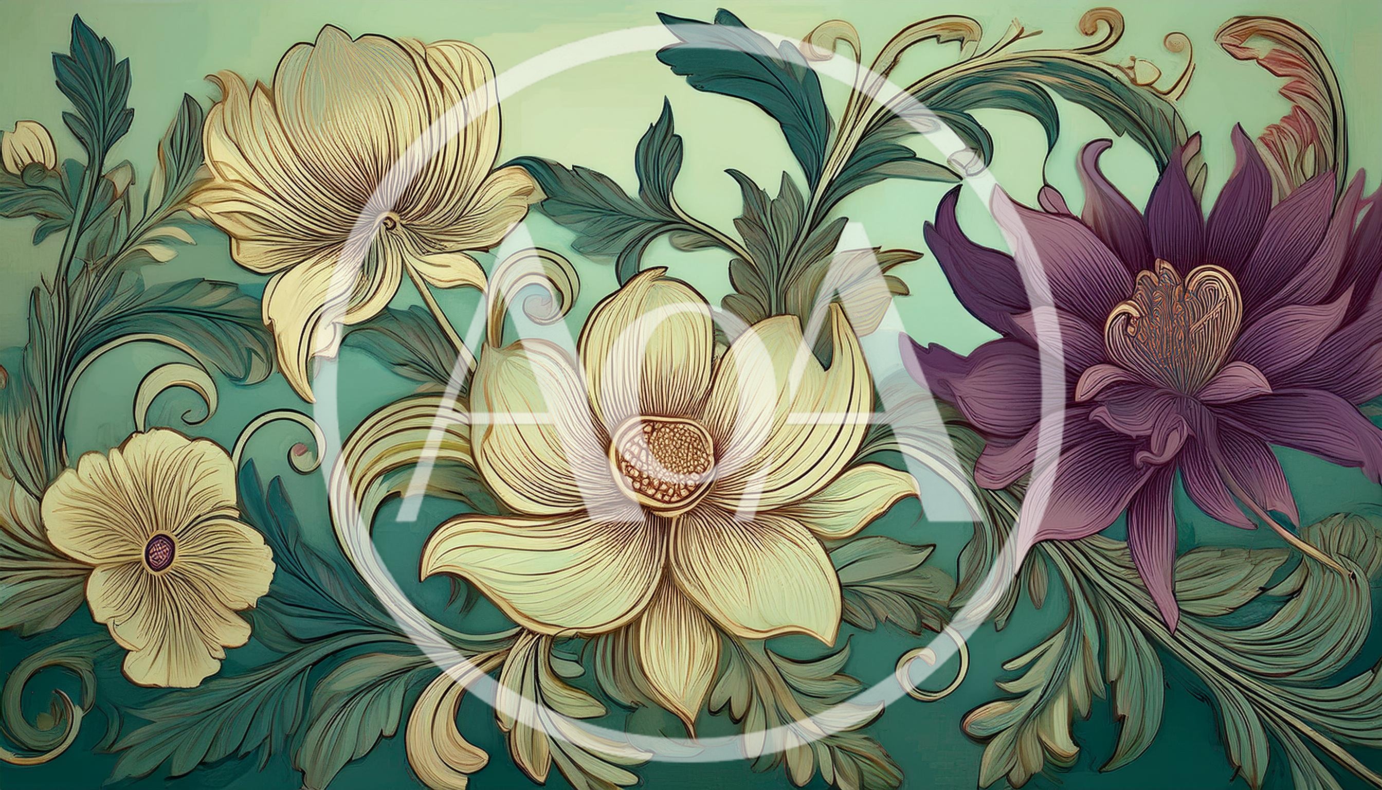 Elegant Floral Art Nouveau Illustration With Intricate Petals