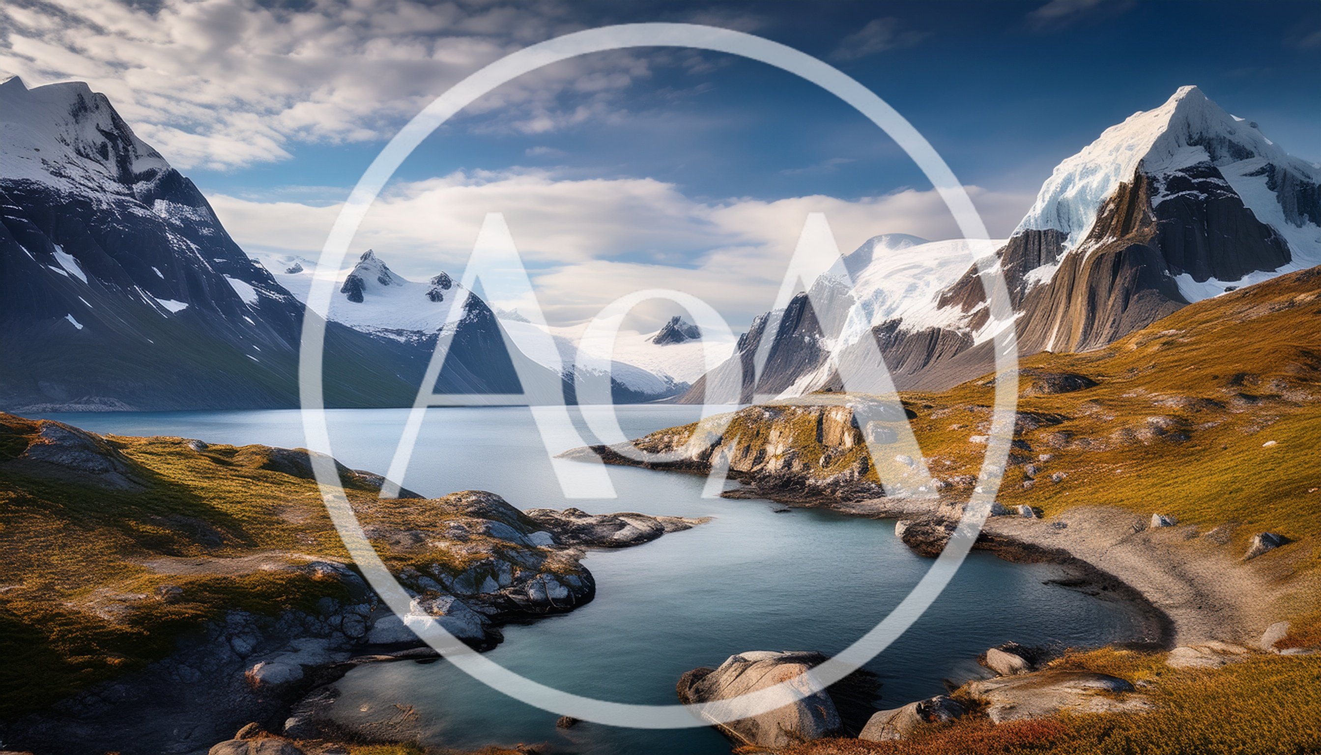 Glacial Lake Surrounded By Snow Capped Mountains