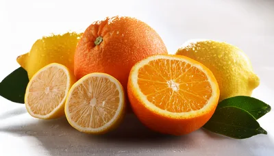 Fresh Citrus Fruits With Water Droplets