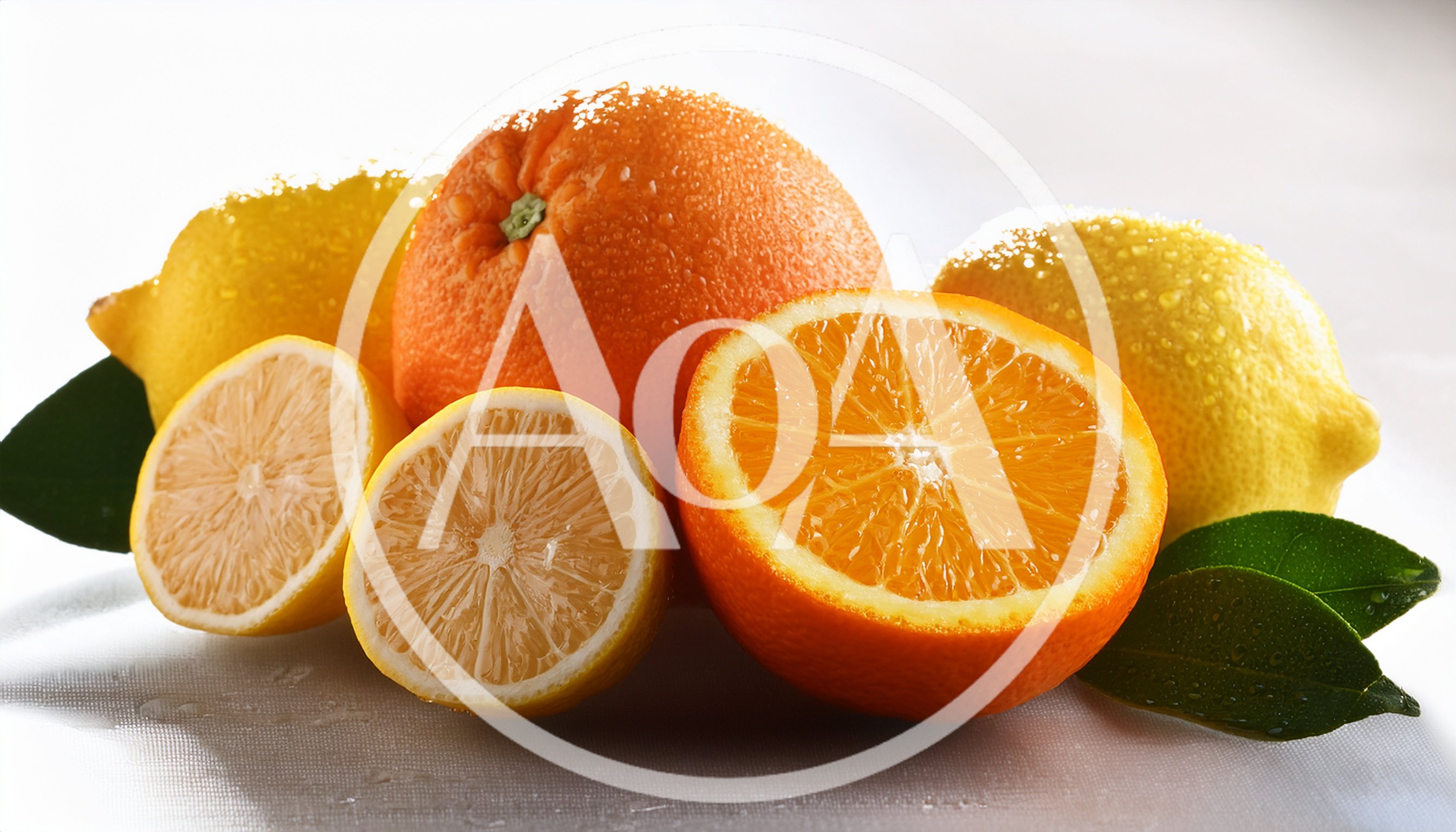Fresh Citrus Fruits With Water Droplets