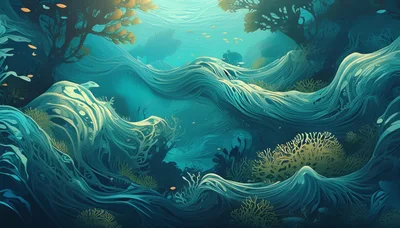 Abstract Underwater Coral Reef Ocean Scene