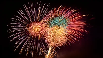 Vibrant Multi-Colored Fireworks Display Against Night Sky