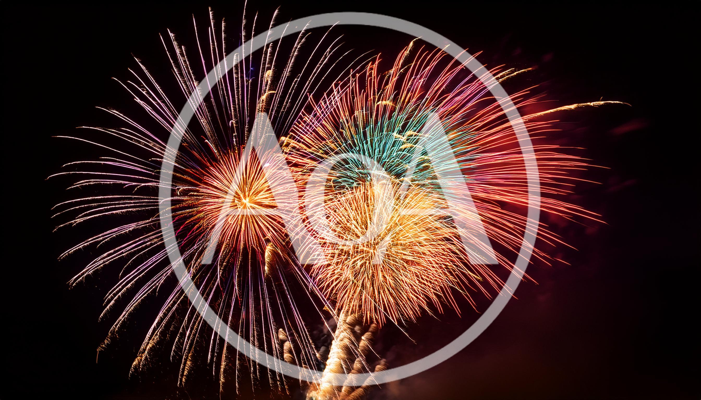 Vibrant Multi-Colored Fireworks Display Against Night Sky