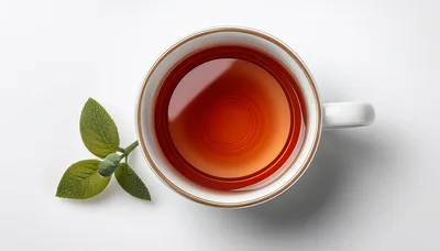 Top View Of A Cup Of Tea With Sage Leaves