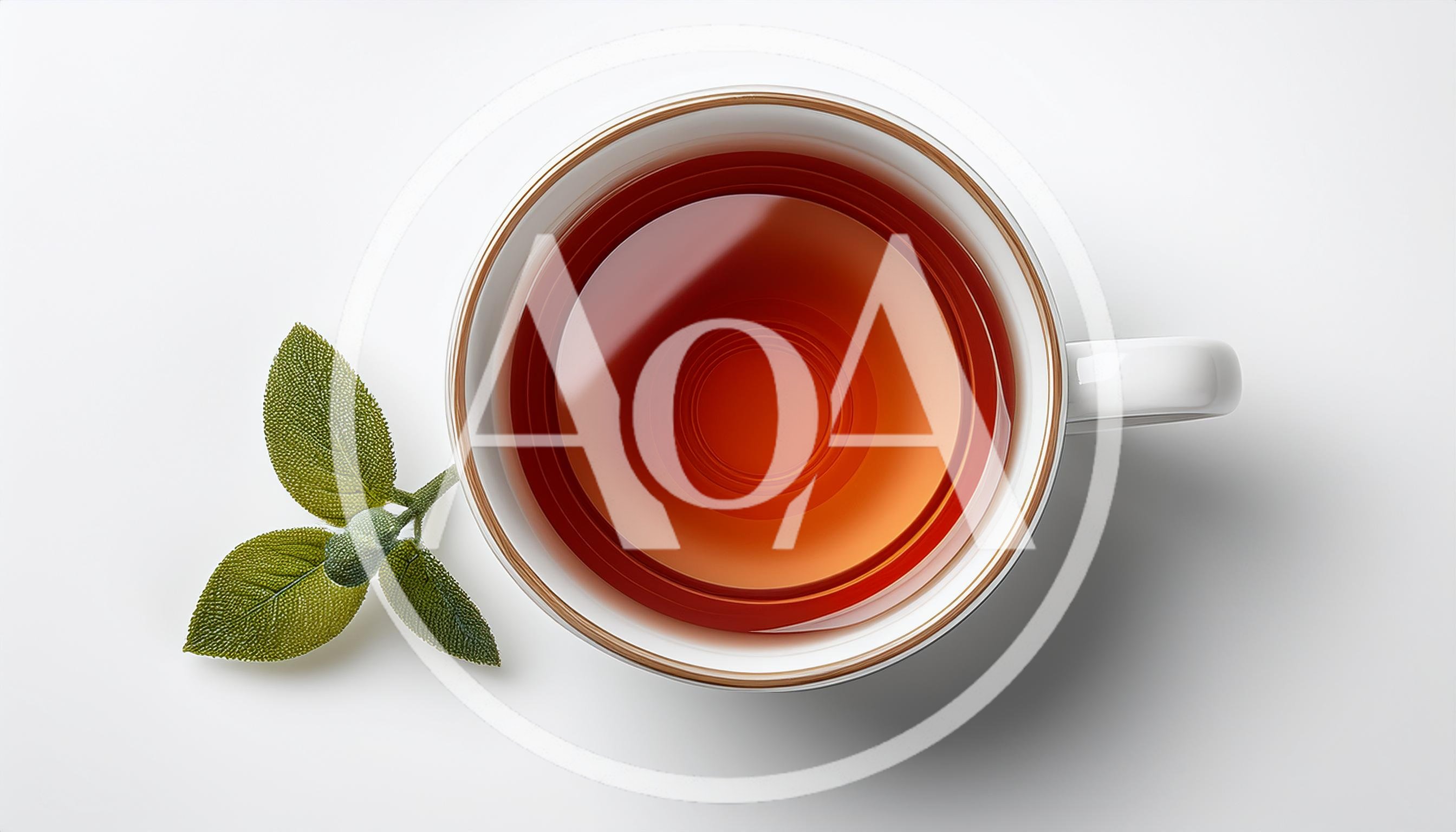 Top View Of A Cup Of Tea With Sage Leaves