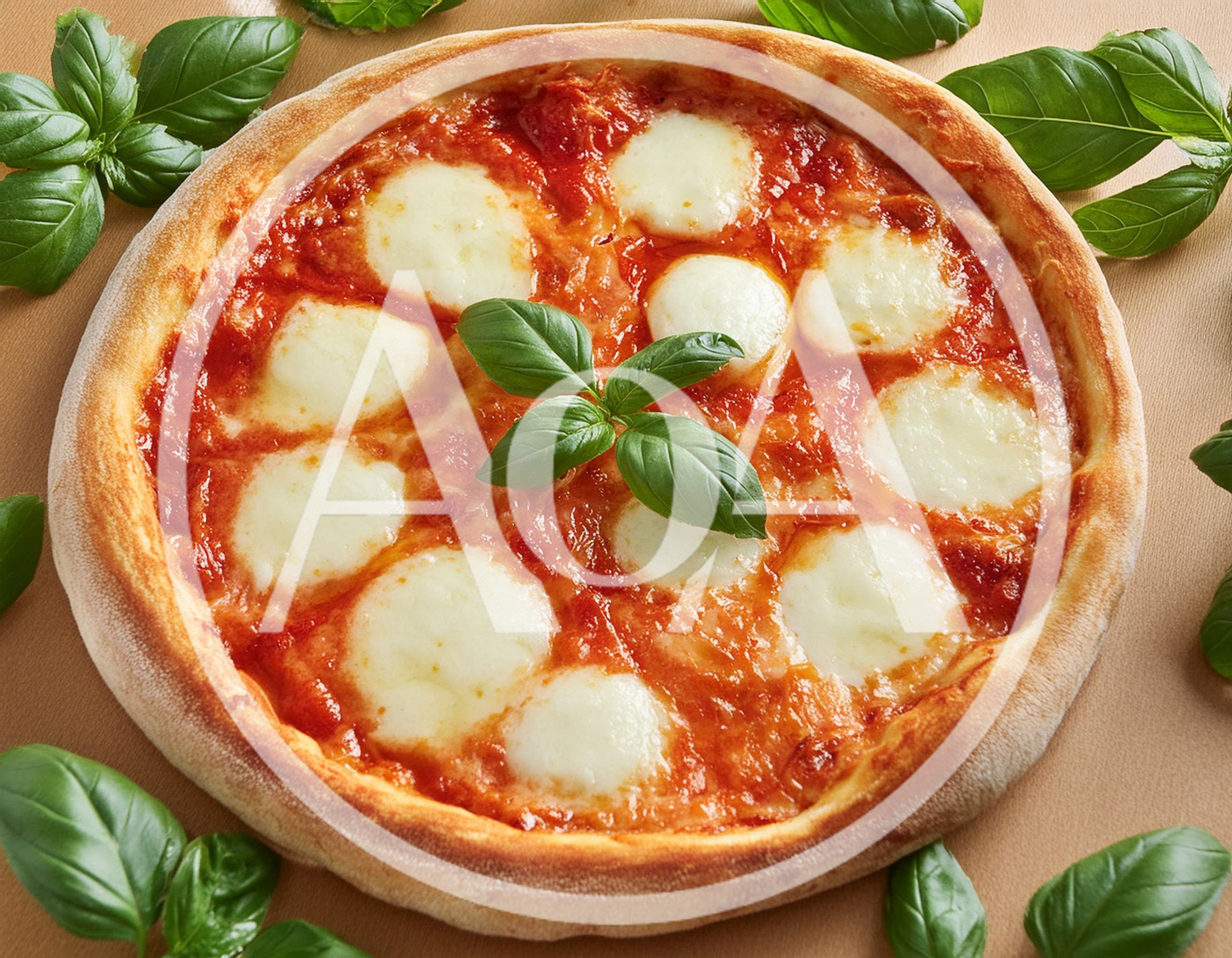 Fresh Margherita Pizza With Basil Leaves
