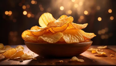 Bowl Of Crispy Golden Potato Chips