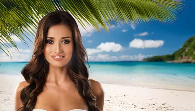 Beautiful Woman Smiling On A Tropical Beach