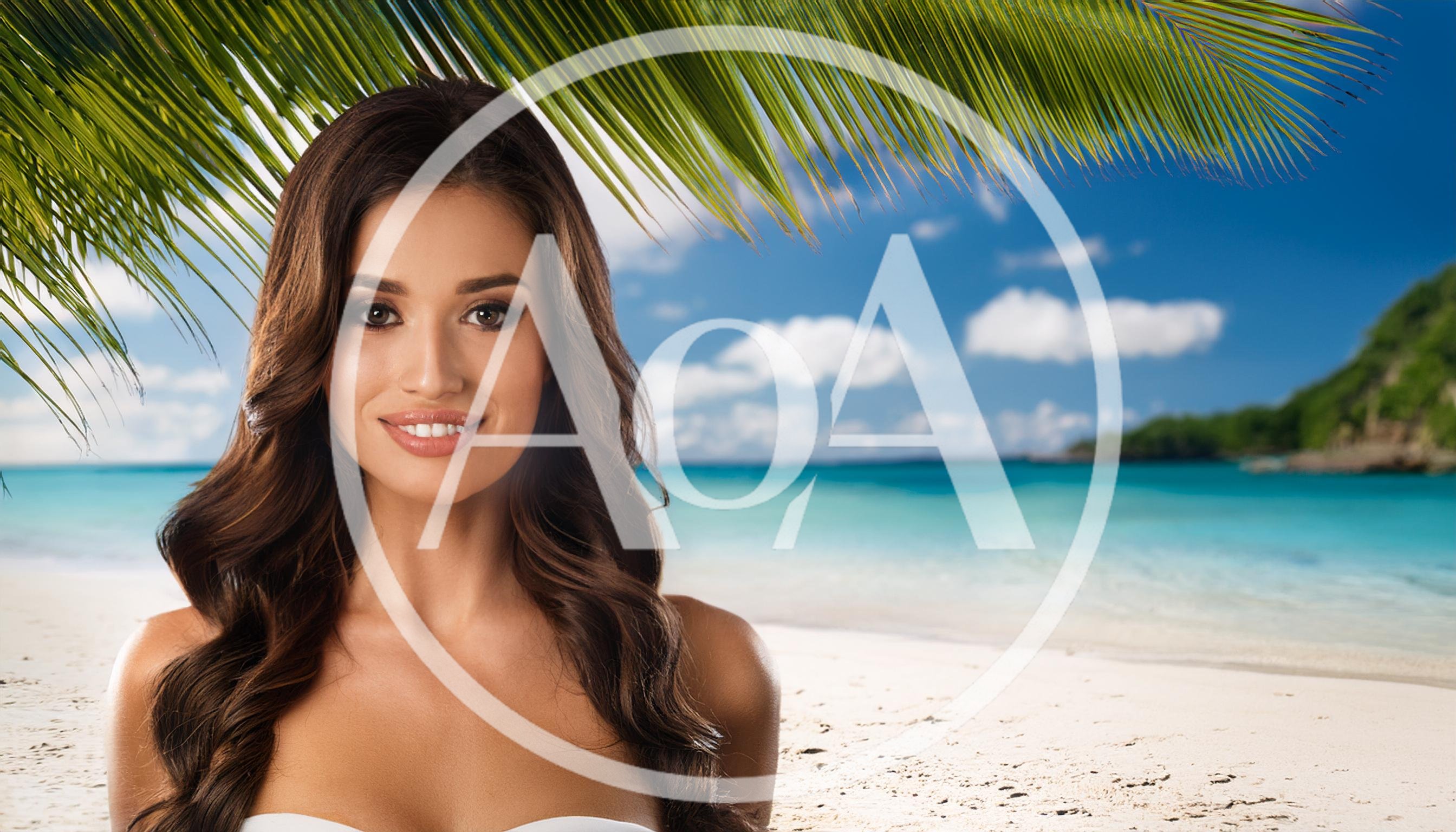 Beautiful Woman Smiling On A Tropical Beach