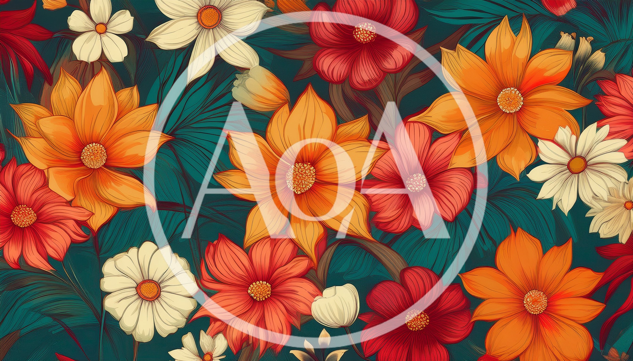 Vibrant Floral Pattern With Orange And Red Flowers