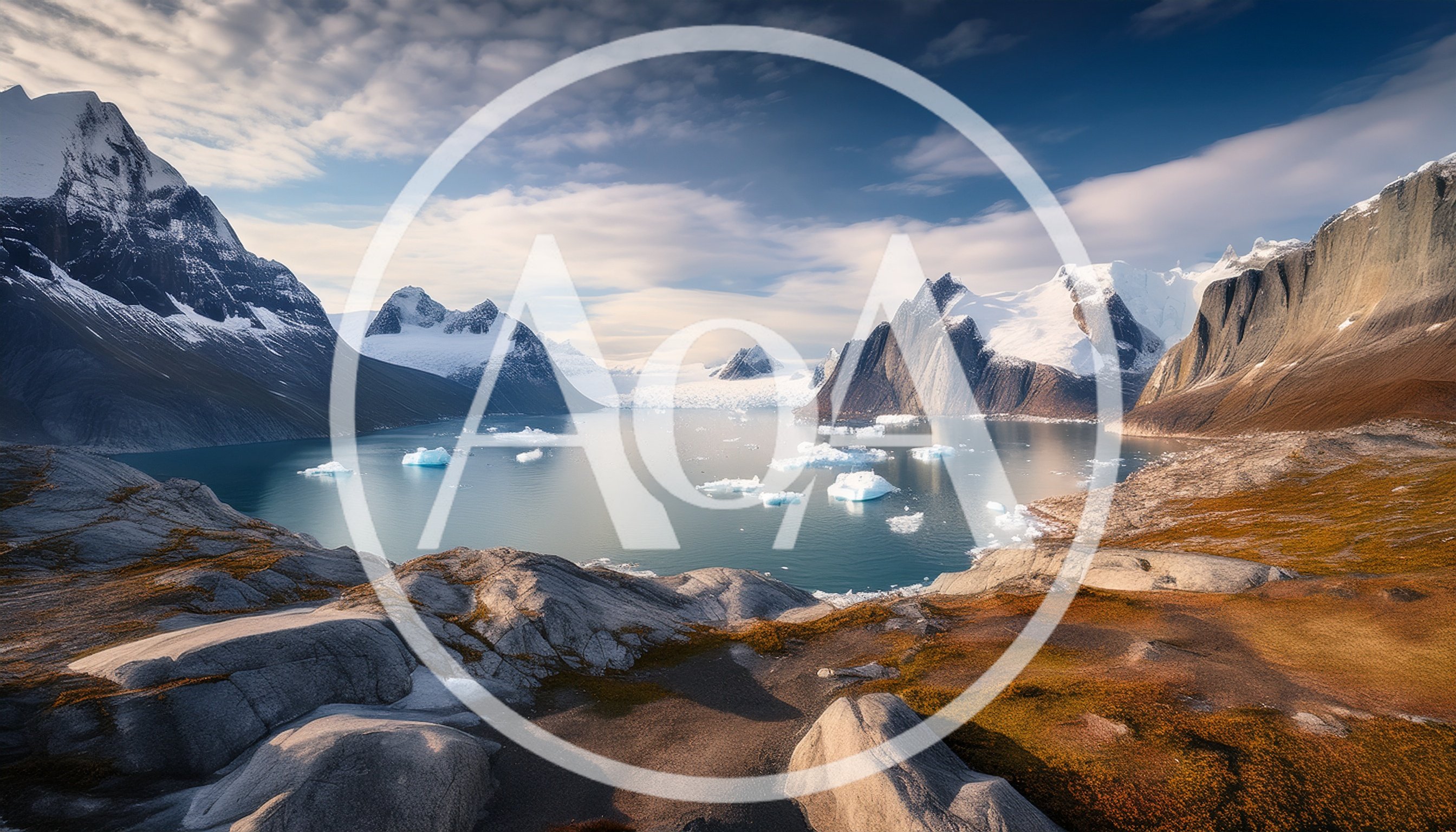 Glacial Lake Surrounded By Snow Capped Mountains