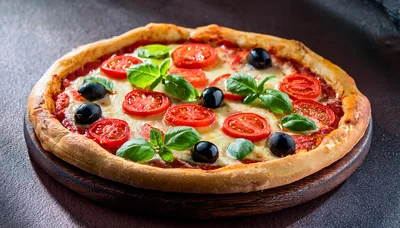 Fresh Margherita Pizza With Tomatoes And Basil