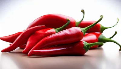 Fresh Red Chili Peppers On A White Surface