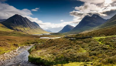 Glencoe Valley Landscape With River And Mountains