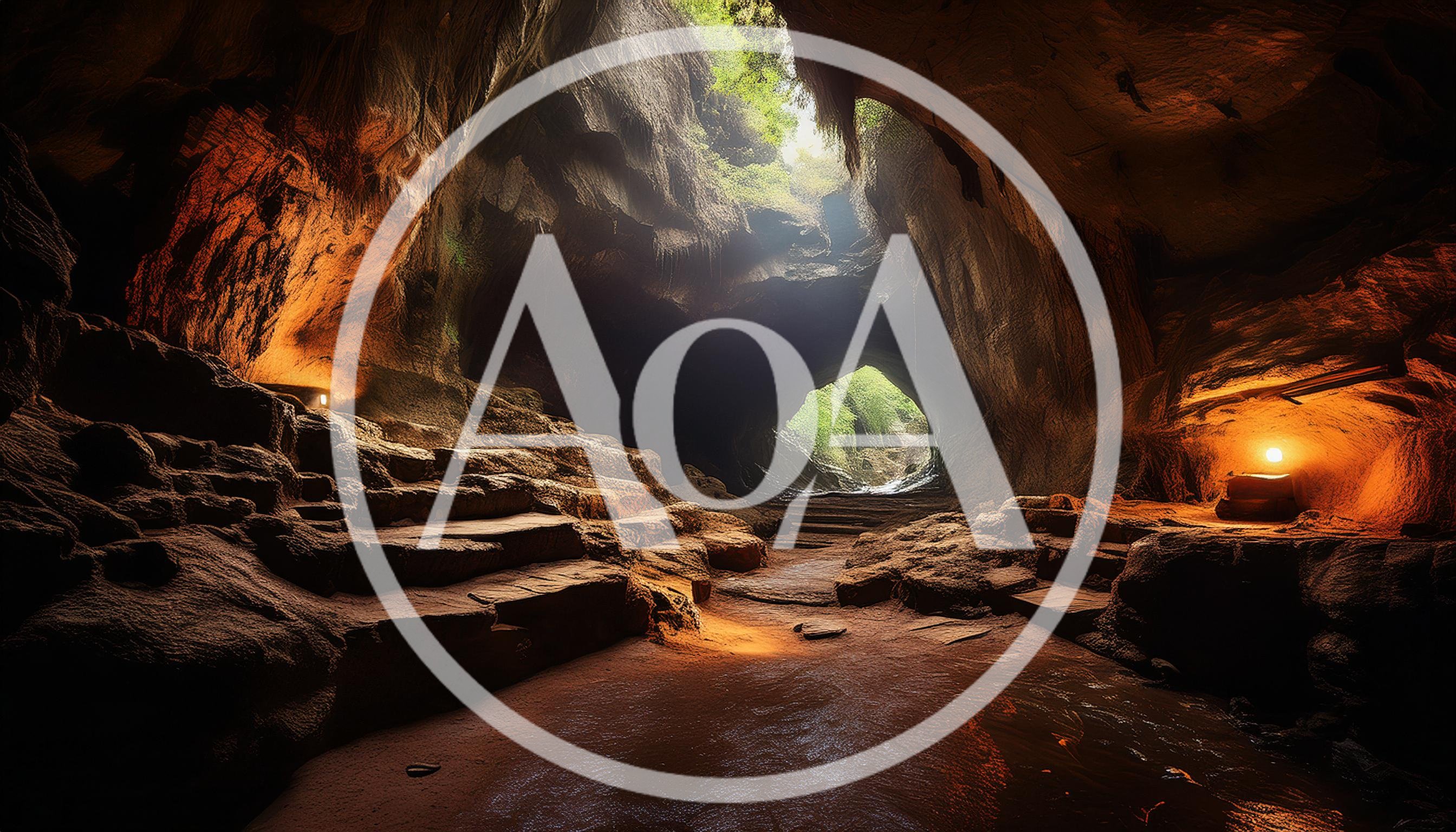 Sunlight Streaming Into A Large Natural Cave Entrance