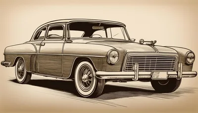 Vintage Classic Car Sketch Illustration