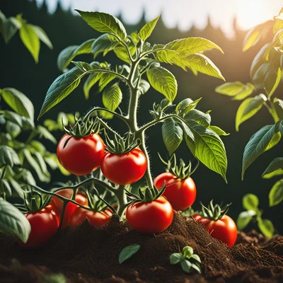 Fresh Red Tomatoes Growing On A Vine