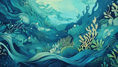 Abstract Underwater Coral Reef Digital Illustration