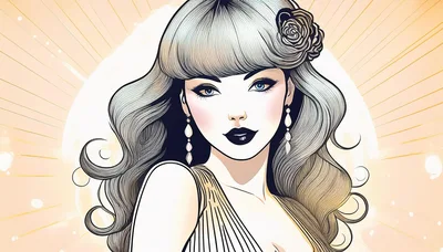 Stylized Illustration Of A Glamorous Woman With Wavy Hair