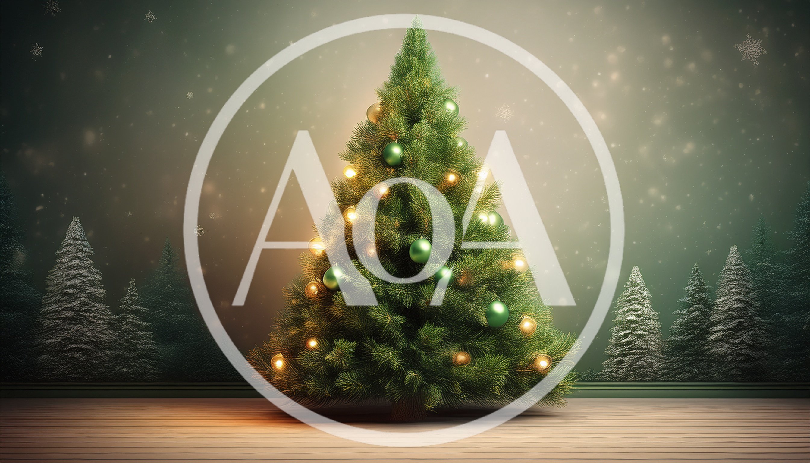 Decorated Christmas Tree In A Snowy Forest Setting