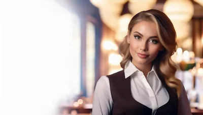 Professional Waitress Standing In A Restaurant