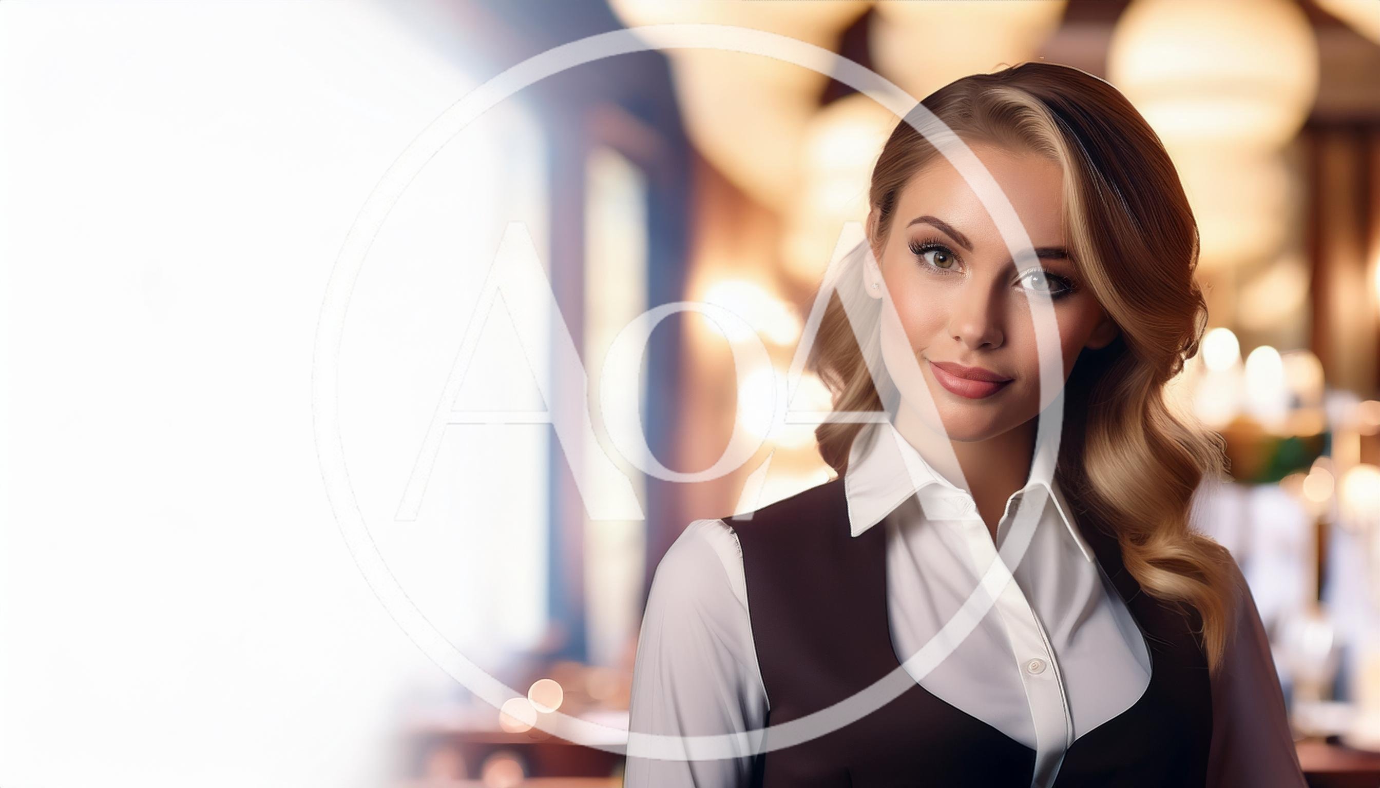 Professional Waitress Standing In A Restaurant