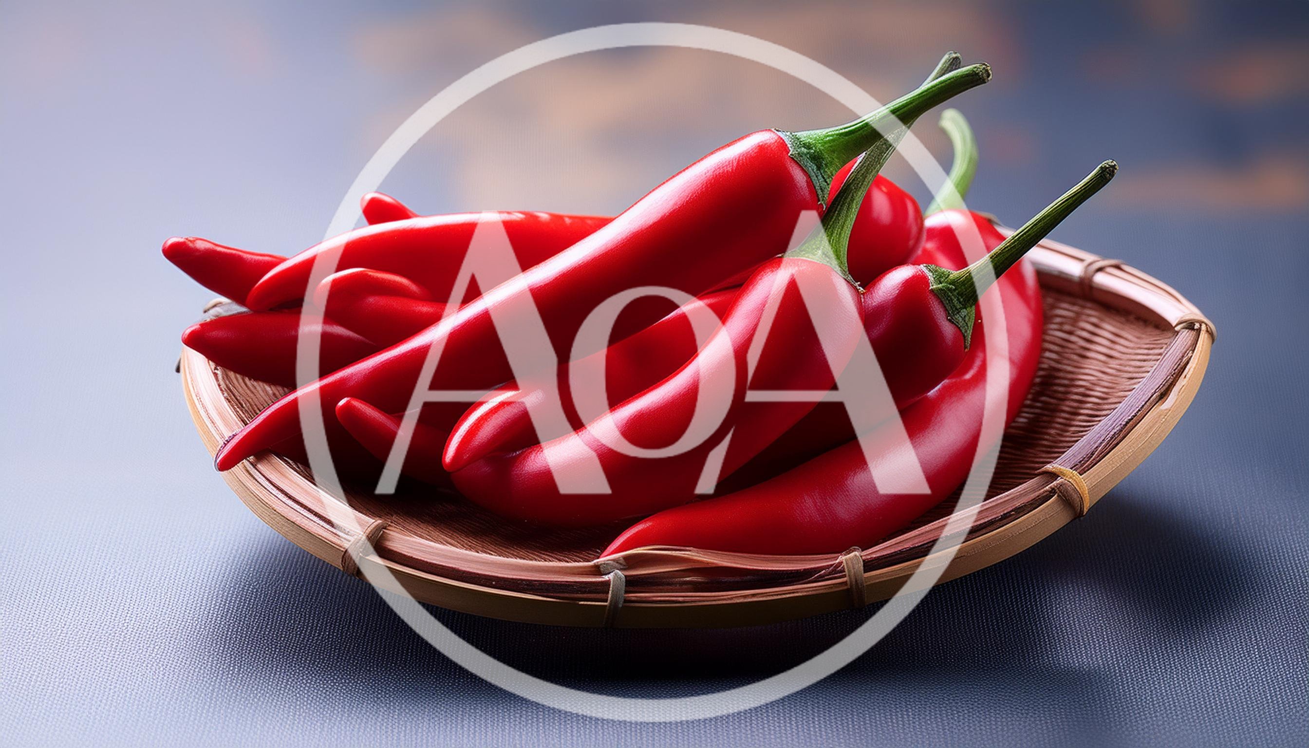 Fresh Red Chili Peppers in a Woven Basket